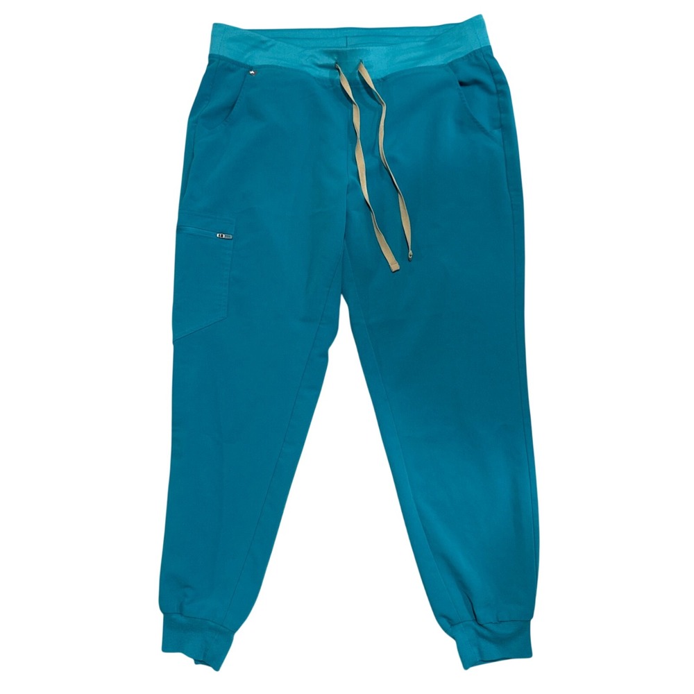 FIGS Zamora Jogger Scrub Pants Teal Blue Womens Large Yoga Waistband W16SW2005
